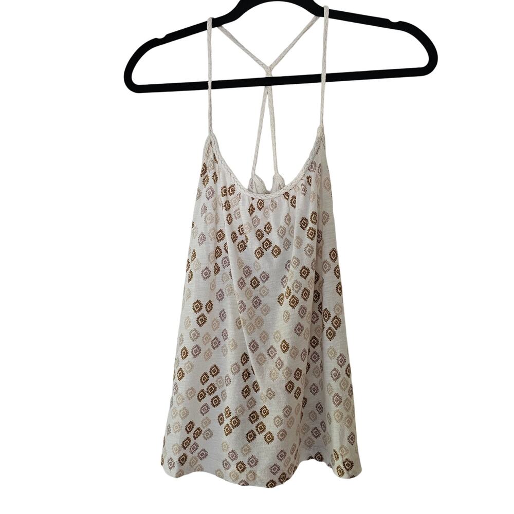 Old Navy Women's Braided Strap Tank Top Sz M Boho Neutral Cotton Modal